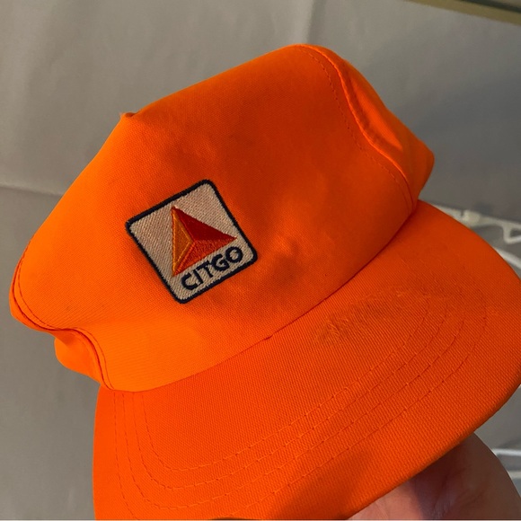 Vintage Citgo Oil And Gas Trucker Hat/ Cap, Blaze Orange, SnapBack, One Size - Picture 6 of 8